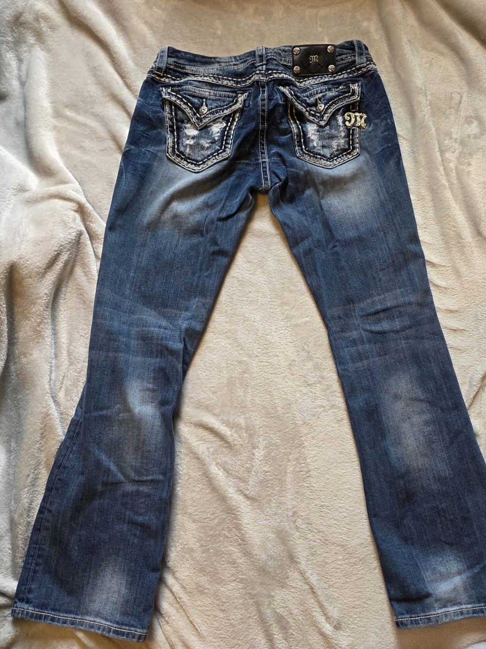 Miss Me Womens Dark Blue Bootcut Jeans - Embroidered Back Pockets Like New